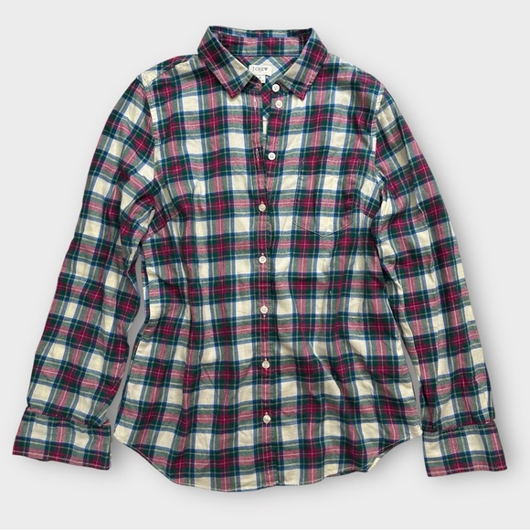 J. Crew Tops - J.Crew Plaid‎ Long Sleeve Button Down Flannel Shirt Size Small Boyfriend Fit